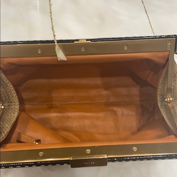 Prada Tan/Gold Paglia Coco Frame Gold chain strap - Picture 4 of 11